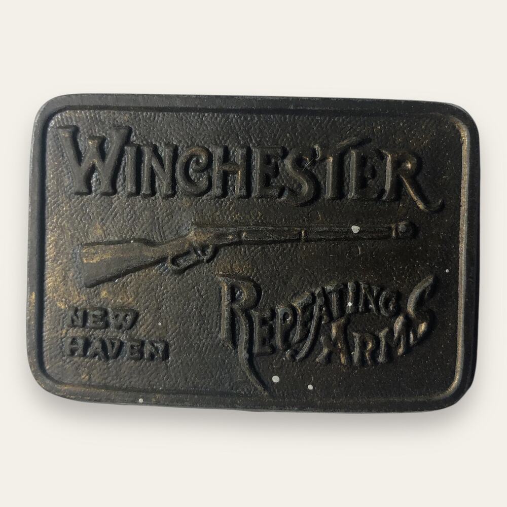 Vintage 1970s 70s Winchester Repeating Arms New Haven Belt Buckle Western